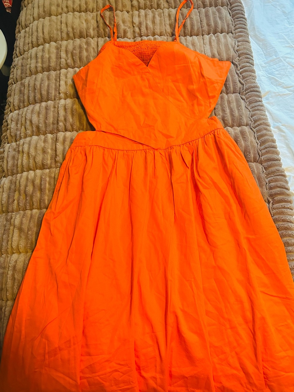 Zara Bright Orange Sleeveless Summer Dress with Spaghetti Straps